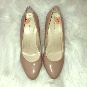 Vinyl tan Tahari heels for $15